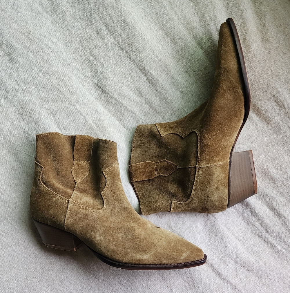 Chinese Laundry Suede Leather Ankle Boots Western Pull On - Picture 6 of 6
